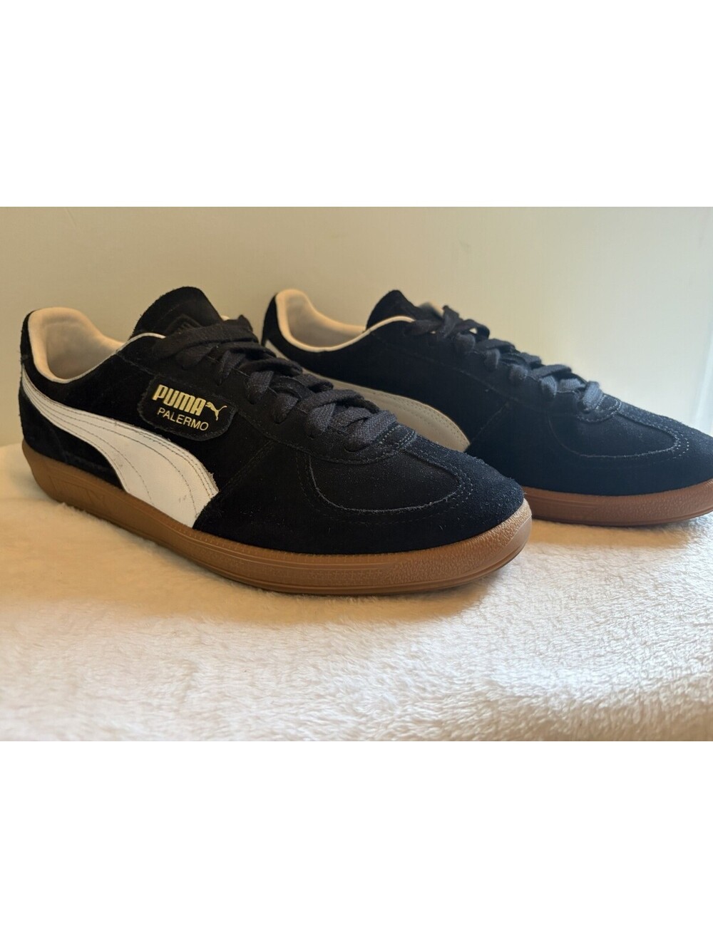 Puma Palermo Black Suede Sneakers Men's NWOT Gum Sole Leather Size 11.5